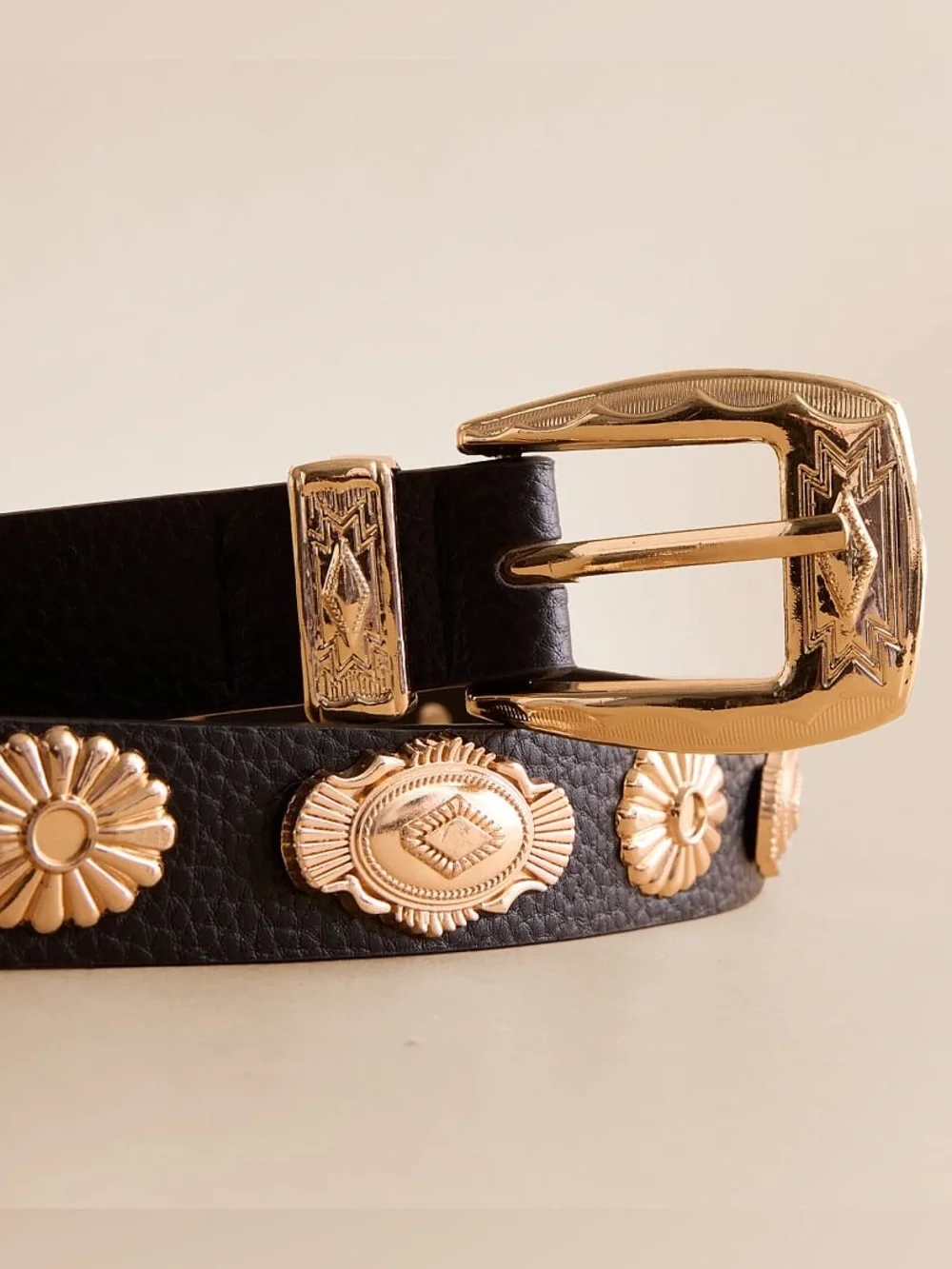 BKE Western Concho Belt Black Gold Western Boho Goth
